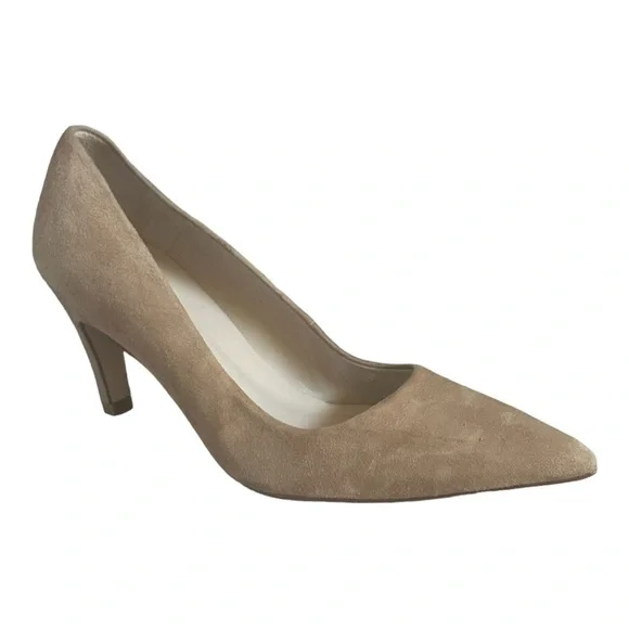 Good American Suede Point Toe Pumps Size 6 Tan Neutral Classic Leather Heels - Picture 4 of 9